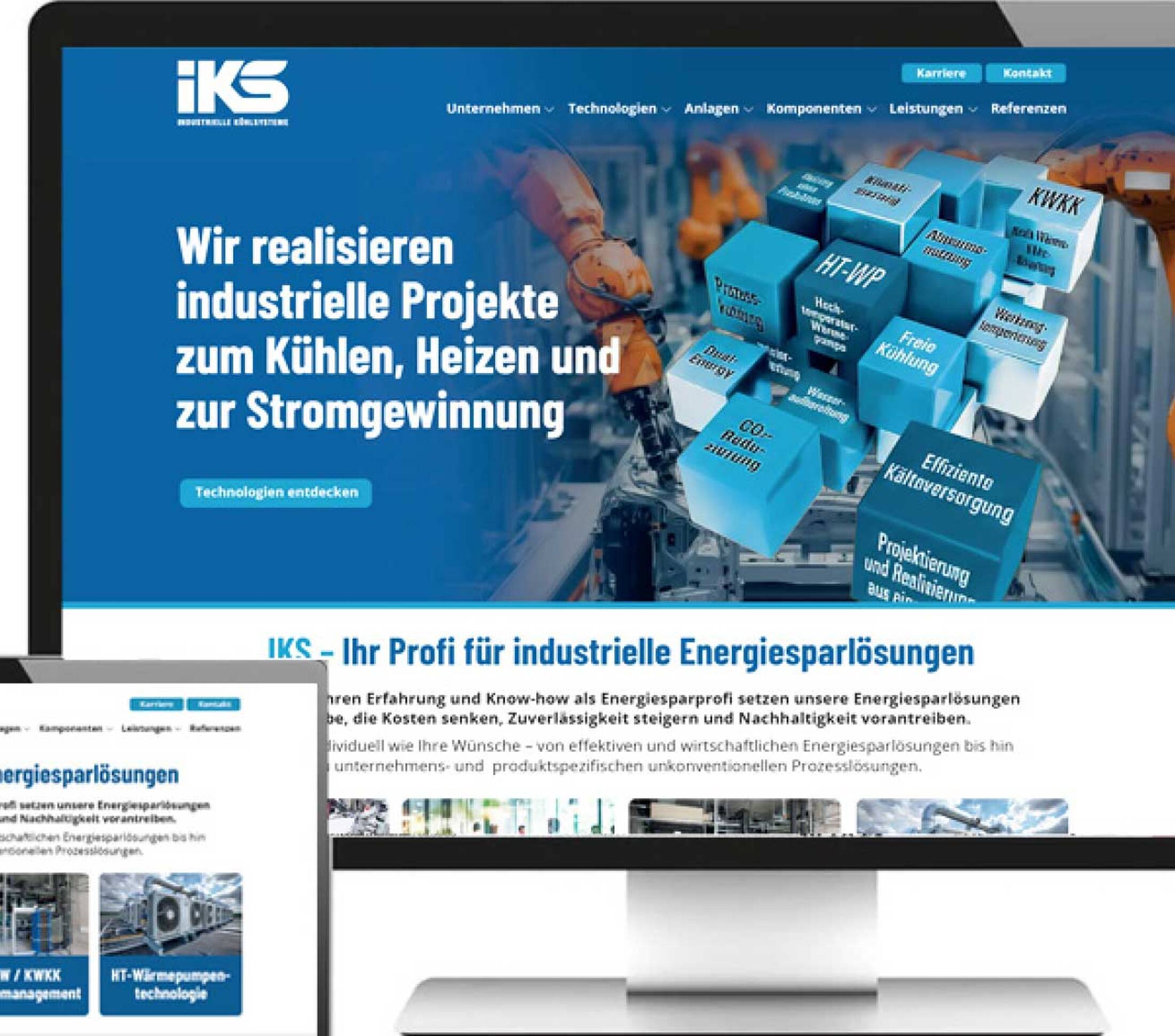 IKS Webseite auf verschiedene Bildschirmen