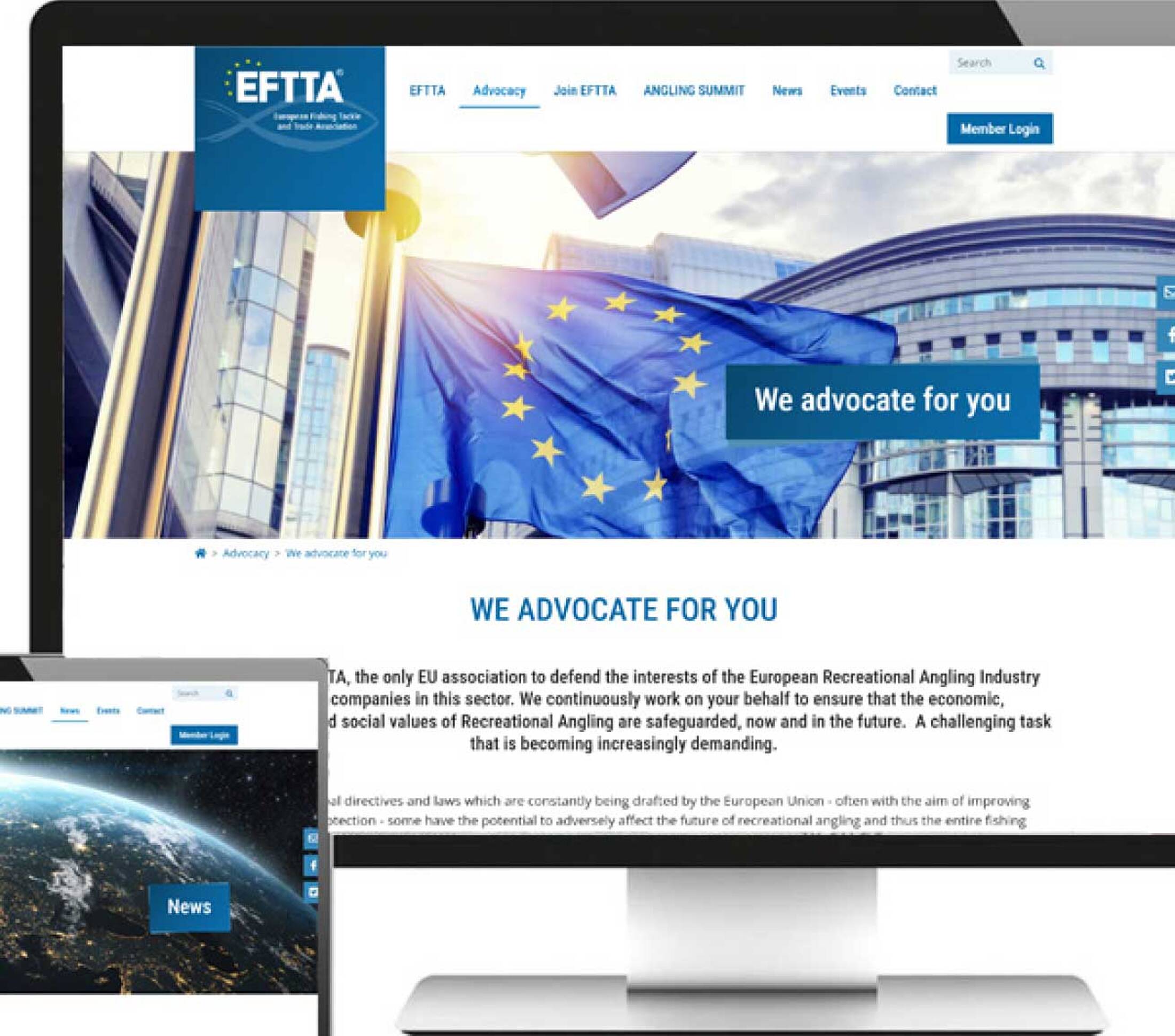 eftta webseite auf verschiedenen Ausgabegeräten