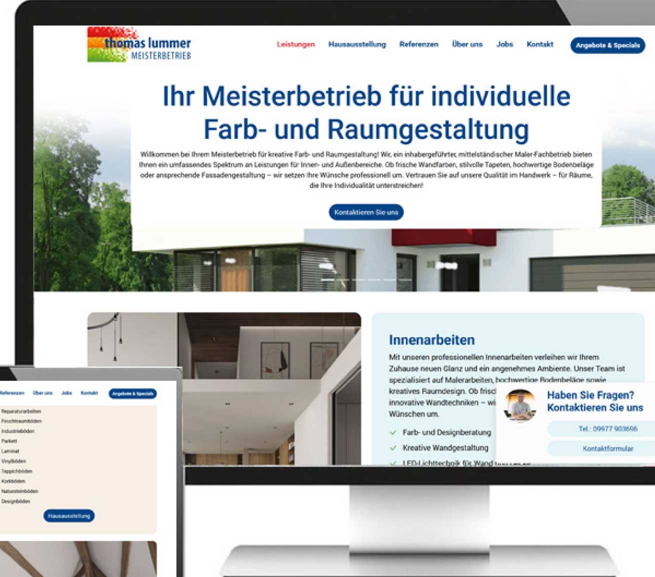 Lummer Webseite auf verschiedenen Bildschirmen