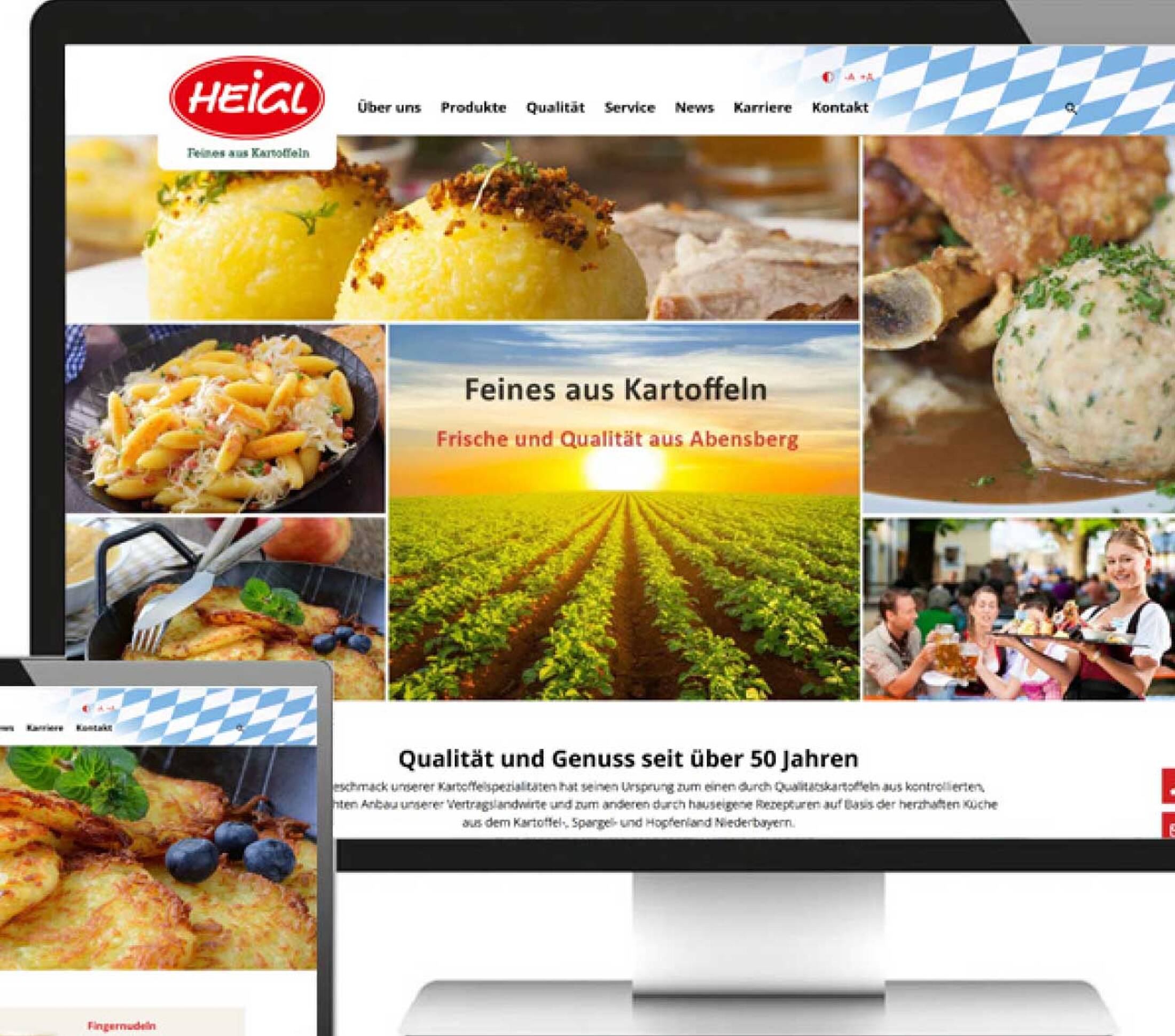 Heigl Webseite auf Bildschirmen