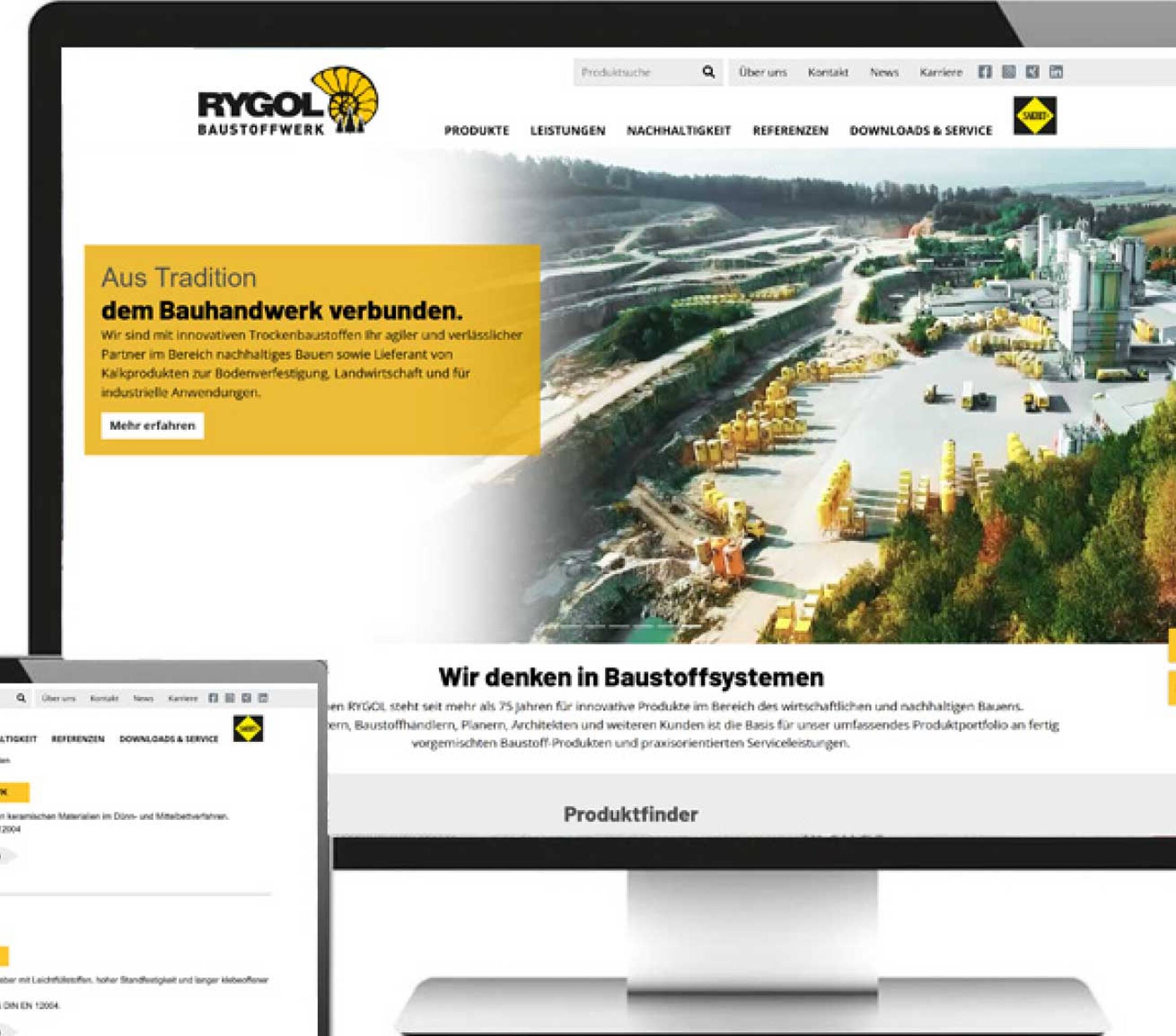 Rygol Webseite auf verschiedenen Bildschirmen