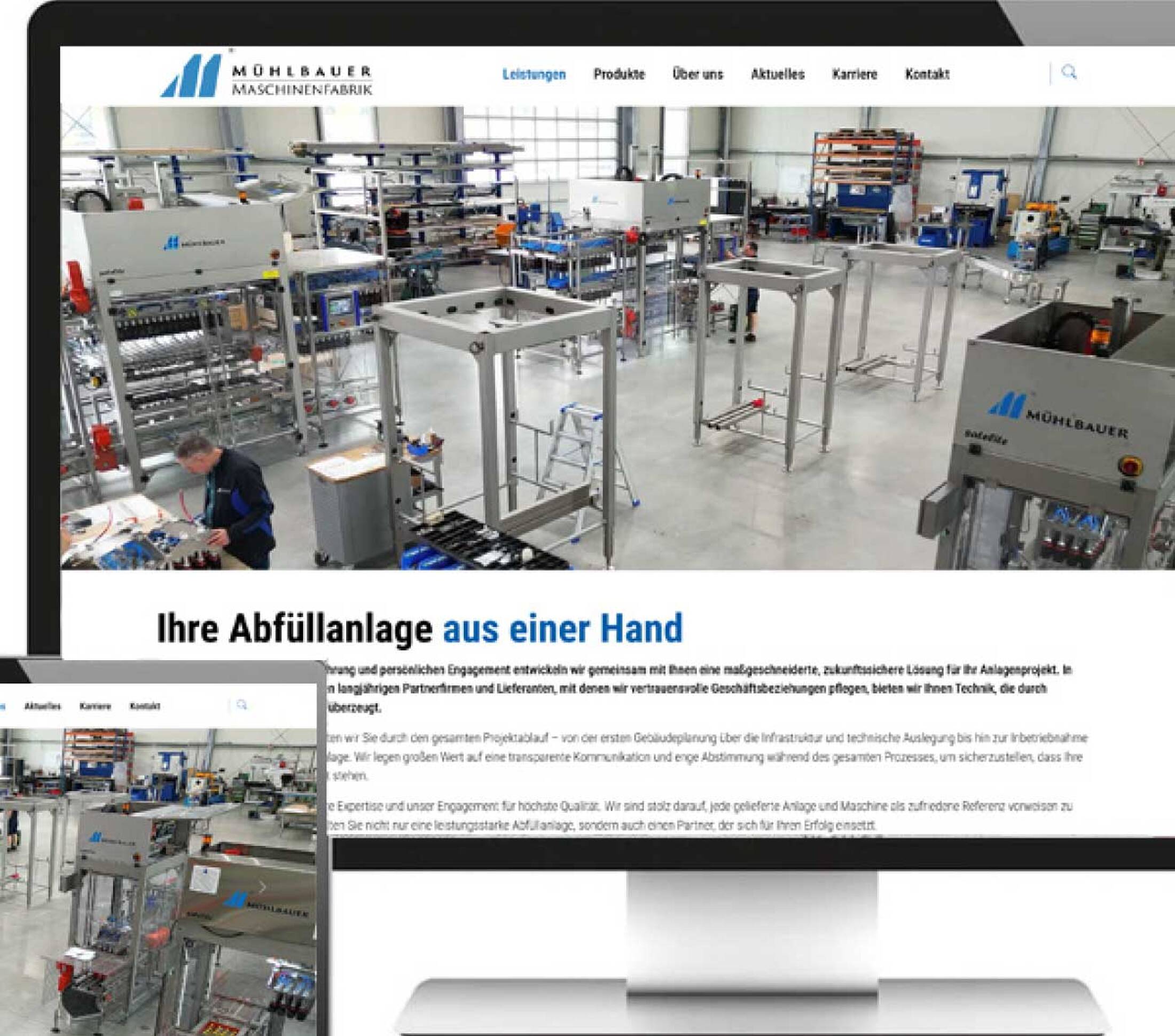 Mühlbauer Webseite auf verschiedenen Bildschirmen